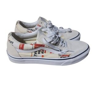 Vans Old Skool Off The Wall Collage Print Cream Suede Sneakers Womens 9 Mens 7.5